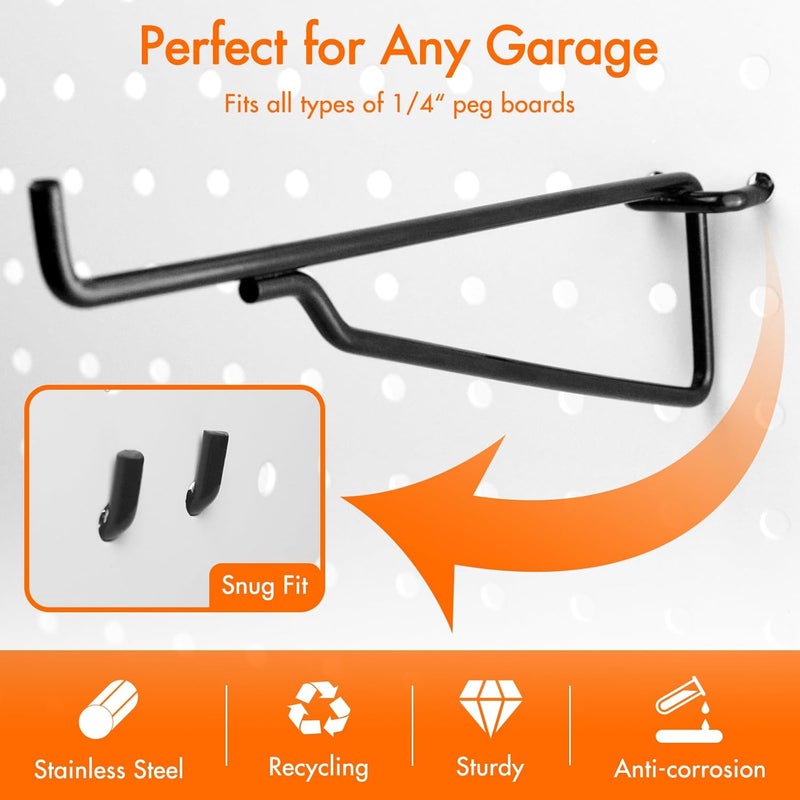 G.CORE 2 Pack Wooden Pegboard Shelves with Brackets, Peg Board Shelf Hooks Assortment Organizer Accessory, Various Tools Storage Arrange System Kit, for Garage Craft Workshop Workbench Hobby Office - Image 5